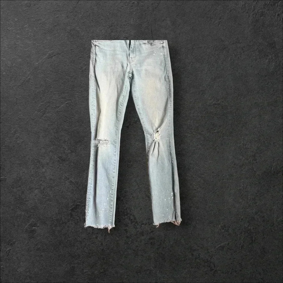 MOTHER The Looker Sacred Slit Ankle Jean in Nice Shot Paint splatter Frayed 24 - Picture 11 of 14
